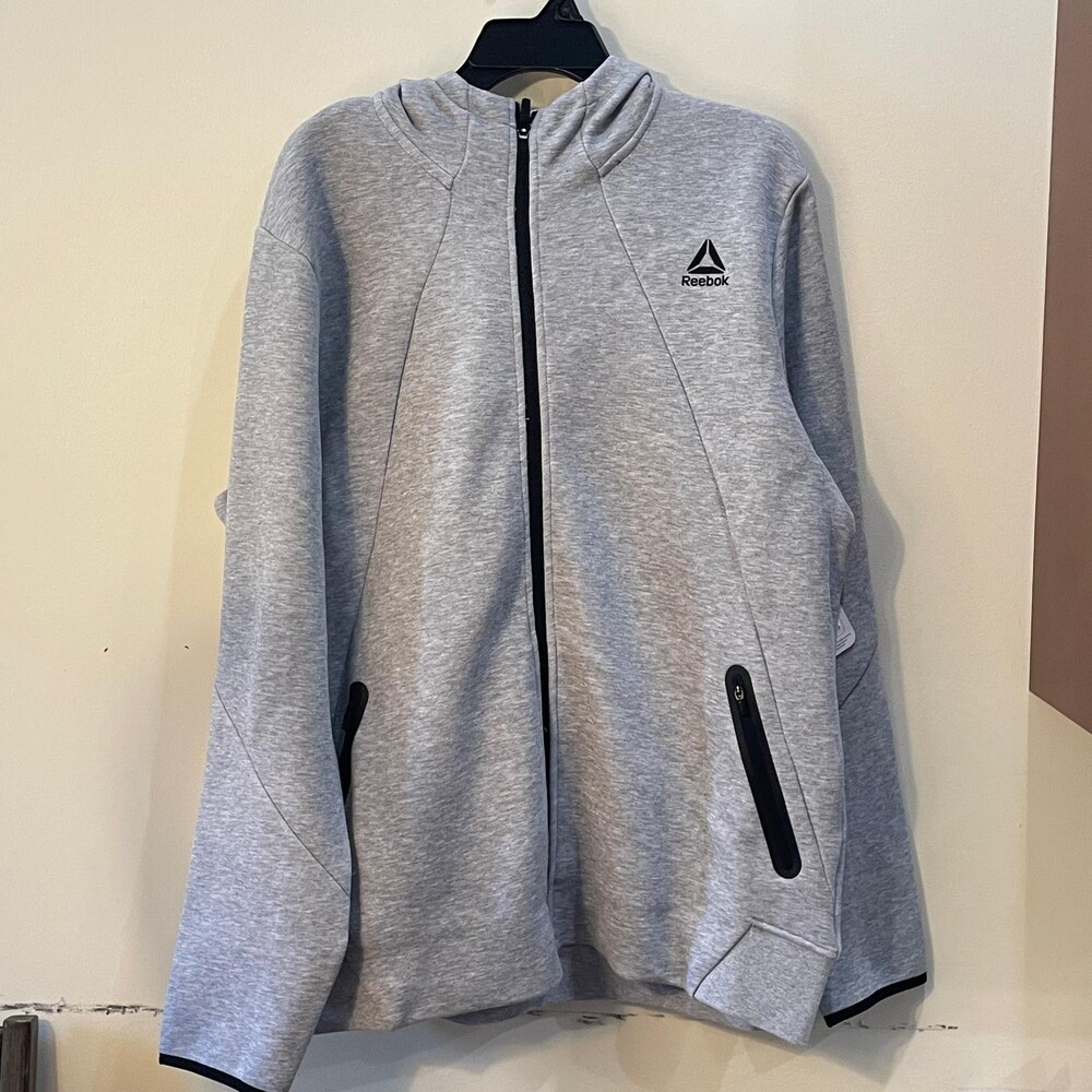 Reebok Men's Momentum Full Zip Tech Knit Hoodie SIZE  L